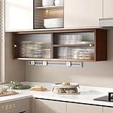 Ante semi-trasparenti per un'eleganza discreta: Questo pensile da cucina in legno massiccio con anta in vetro combina funzionalità e stile grazie alle ante semi-trasparenti, che lasciano intravedere delicatamente il contenuto. Aggiunge profondità visiva e un tocco di raffinatezza, spezzando la monotonia della parete.
