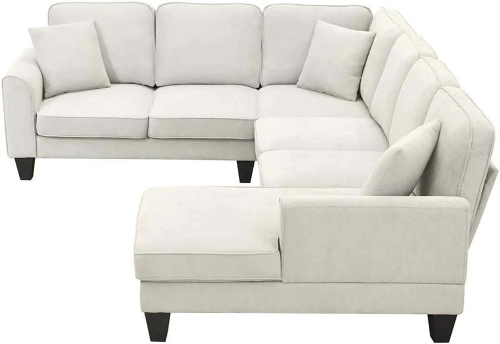 108 * 85.5" Sofa,U Shape Sectional,Comfy 7 Seat Fabric Set Included for Living Room,Apartment,Office