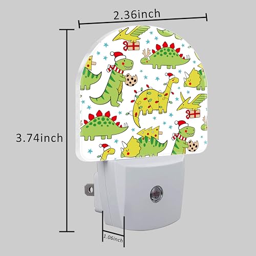 Image of Cute Christmas Doddle Dinosaurs Night Light for Kids, LED Night Light Plug into Wall with Dusk to Dawn Sensor for Girls Boys Women Room Decor, Hallway, Kitchen, Bathroom, Nursery, Stairs