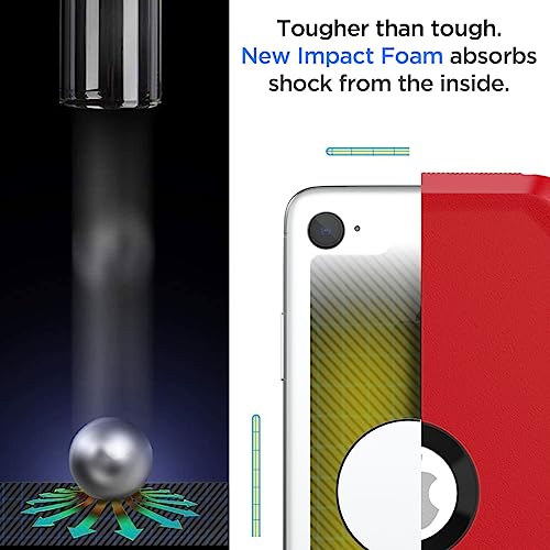 Image of AICase for iPhone SE Case 3rd & 2nd Generation, for iPhone SE 2022 /2020 Built-in Screen Protector Heavy Duty Protective Shockproof 3-Layer Full Body Rugged Phone Cover, Red /Black