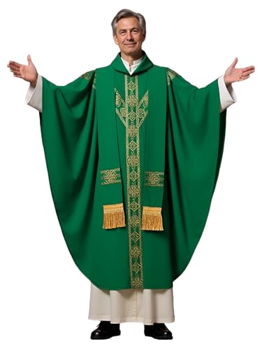 FAD-4U Church Catholic Priest Chasubles Vestments for Church Mass Vestments Robe with Stole