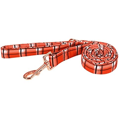 DOGWONG Fall Dog Leash, Orange Plaid Dog Leash Soft Durable Cotton Dog Leash for Small Medium Large Dog Cover