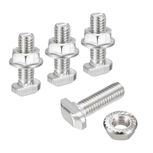 QUARKZMAN Vis en T avec Boulon M8X25mm et Écrous à Bride Hexagonale M8, 20 Ensembles de Boulons en T à Tête de Marteau et Tige en T pour Profilé en Aluminium de Série 30