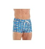 2(X)IST Men's Cabo Pattern Swim Trunk Swimwear, Fish Stripe-Imperial Blue, X-Large