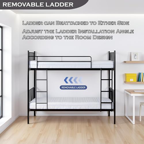 Image of Spacecrafts Twin Metal Powder Coated Space Saving Guest Bed | 1+1 Metal (Mild Steel) Bunker Cot Bed - Single - Frame only | Mattress not Included (Size: L:198, W:81, H:167 CM)