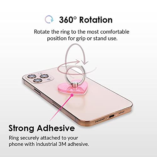 Image of Velvet Caviar Cell Phone Ring Holder - Finger Ring & Stand - Improves Phone Grip Compatible with iPhone, Galaxy and Most Smartphones (Pink Stardust Glitter)