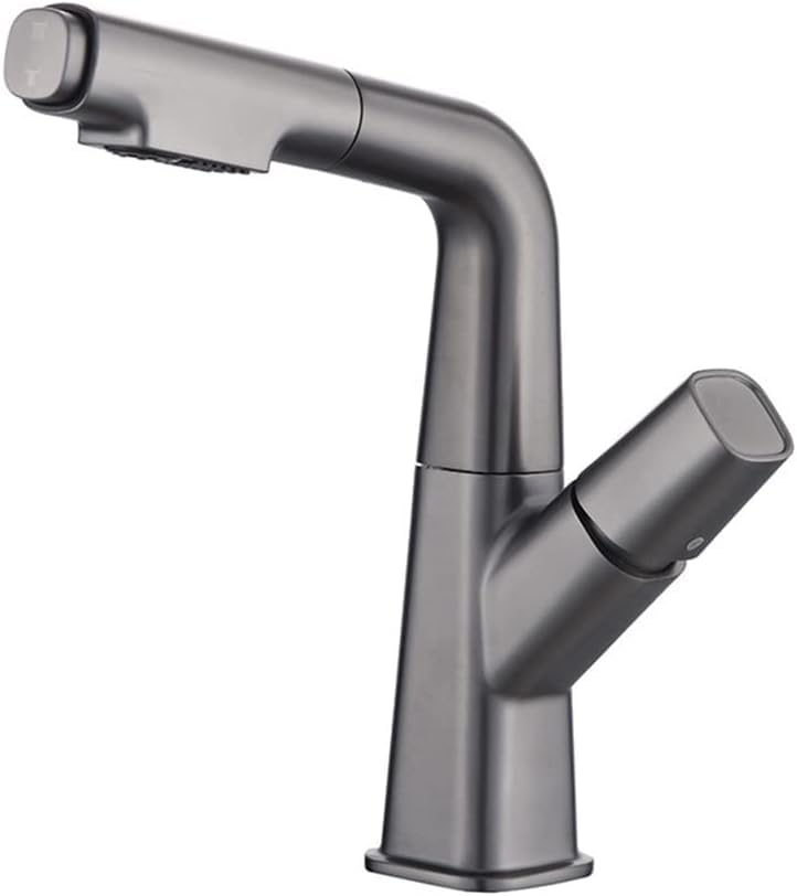 Mitigeur salle de bain gris avec douchette lavabo extractible