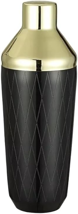 500mL Cocktail Shaker Bartender Mixing Tool With Diamond Pattern, Built-in Strainer Measurement Markings For Home Bar(500ml Gold Plated)