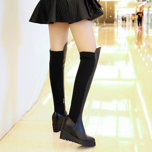 Bottes au-dessus du genou à talon compensé pour marcher sans fatigue
