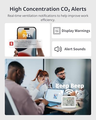 Image of SwitchBot CO2 Detector, Air Quality Monitor Indoor, CO2 Monitor for CO2 /TEMP /Humidity, Portable Carbon Dioxide Detector for Home /Car /Office /Greenhouse (Alexa-Enabled Meter Pro CO2)
