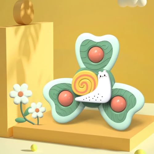 Image of PLUSPOINT Baby Suction Cup Spinner Toys - Set of 3 | Rotating Montessori Bath Toys for Baby Boys & Girls | Pop-Up Waterproof Spinning Top Toy for High Chair, Bathtub & Wall Play