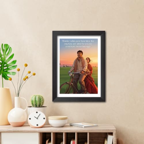 Image of TenorArts Laapataa Ladies Quotes Poster Bollywood Movie Vector Art Vector Art Posters Photo Framed Painting With Black Wooden Textures (12inches x 9inches)