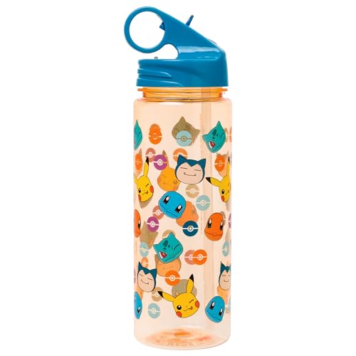 Silver Buffalo Pokemon Featuring Pikachu Bulbasaur Charmander Squirtle and Snorlax Tritan Water Bottle with Flip Straw 20 Ounces