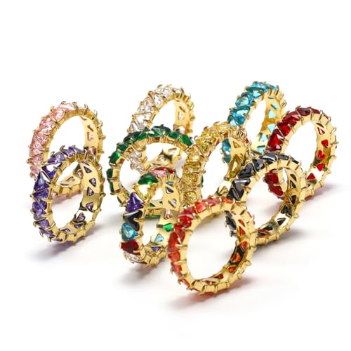 PAURO Women's Stainless Steel Light Luxury Triangle Cubic Zirconia Ring Dating Engagement Wedding Jewelry2