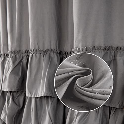 Jslove Pack Of 2 Farmhouse Shower Curtain Grey Ruffle Shower Curtain Set With Rugs Vintage Bathroom Decor Shabby Chic With 12 Hooks 72 X 72 Inches #TOP1