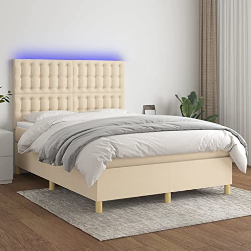 Homgoday Cama Box Spring con Luces LED 140x200 cm