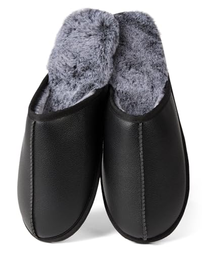 MeMoi Men's Plush-Lined Vegan Leather Scuff Slipper