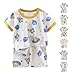 Toddler Boys Girls Soft Cotton 𝐏a𝐣amas Baby Cute Cartoon Print 𝐒lee𝐩wear 2-Piece 𝐋oun𝐠ewear Short (Blue, 12-18 Months)