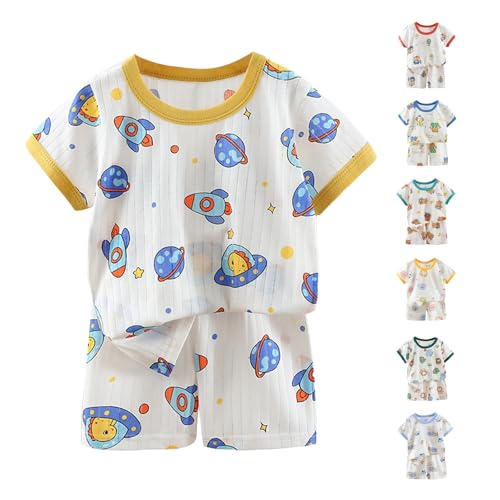 Baby Boys Girls Soft Cotton 𝐏a𝐣amas Toddler Short Sleeve 𝐏a𝐣ama Sets Cute Cartoon Print 2-Piece 𝐒lee𝐩wear 𝐋oun𝐠ewear3