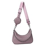 ESTRUCTURA: La bolsa de múltiples bolsillos viene con 1 bolso monedero principal (interno: 2 compartimento principal, 1 bolsillo central con cremallera, 1 bolsillo pequeño con cremallera, 1 bolsillo abierto y 1 bolsillo con cremallera en la parte posterior exterior), 1 monedero redondo con cremallera, 1 correa larga para el hombro y 1 asa de cadena en color pistola metal.