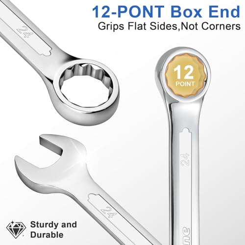Image of 19-Piece Combination Wrench Sets 6-24mm Metric Wrench Set CR-V Steel with Organizer Bag (24'')