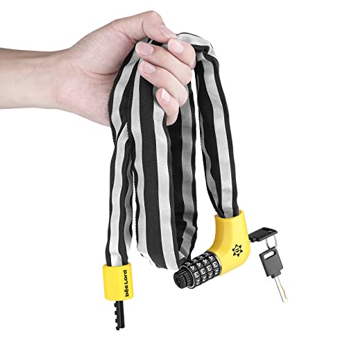 BEELORD Fahrrad-Kettenschlösser, robust, Anti-Diebstahl, Fahrradschloss mit Schlüssel für Fahrrad, Elektrofahrrad, Roller, Motorrad und einige Türen. Schlüssel und Passwort, mittelgroß Cover