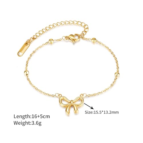 Gold Bow Bracelet for Women Beaded Bow Bracelets Pearl Bow Stretch Bracelets Gold Bead Stackable Bracelet Fashion Jewelry for Women4