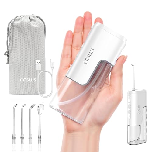COSLUS T40 Mini Water Flosser for Travel, Portable Compact Design, White