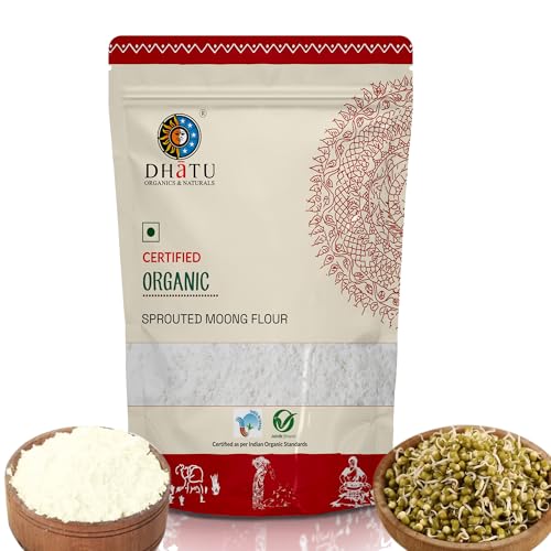 Image of Dhatu Organics Sprouted Moong /Green Gram Flour - 1 Kg | Ready to mix for Dosa /Chilla | LOW G-I | Gluten-Free | 22g Protein per 100g*