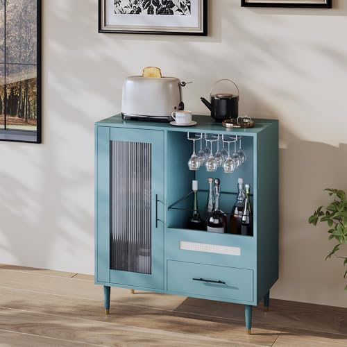GarveeHome Modern Wine Bar Cabinet with Wine Glass Rack, Glass Door Display and Drawers, Coffee Bar & Liquor Cabinet with Storage, Buffet Sideboard Table for Home, Kitchen, Dining Room, Living Room by GarveeHome - Image 5