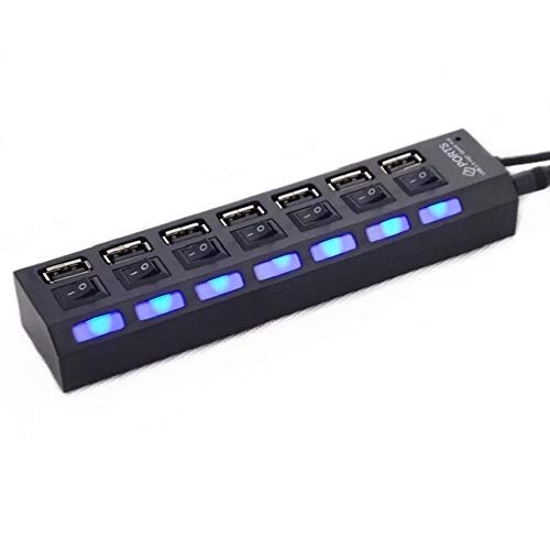 LeftSuper Adaptateur 7 Ports USB 2.0 Voyant indépendant du hub Multi-Interface Cover