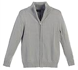 Gioberti Kids and Boys Knitted Full Zipper 100% Cotton Cardigan Sweater, Gray, Size 10