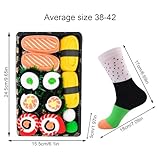 Juego de calcetines de sushi: medias con estampado ďe Nigiri đe dibujos animados, par unisex d́e longitud completa, material cómodo, detalle d̄e estampado culinario, decoración inspirada en alimentos