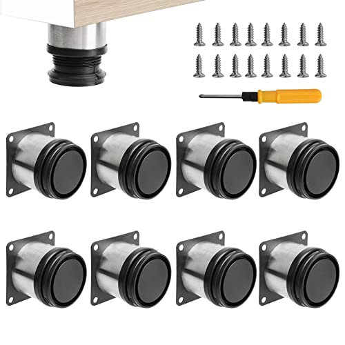 Patas ajustables para sofá, mesa y escritorio con soportes de altura regulable plateados 2