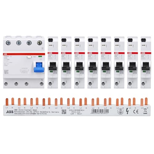 ABB FlexLine Set: 8x SX201-B16 Sicherungsautomat B + 1x FX204 A-40A/0.03 FI-Schutzschalter + 1x PSX3/24N Phasenschiene