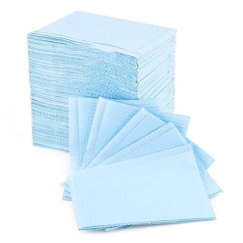 500Pcs Dental/Medical Grade Scudo Dental Bibs 3Ply By Vastmed | Soft & Waterproof Dentist Bibs For Medical Patients Dental Tray Covers, Tattoo Table Covers - (2+1Ply) 6.8G Patient Shield 13" X 18" #TOP8