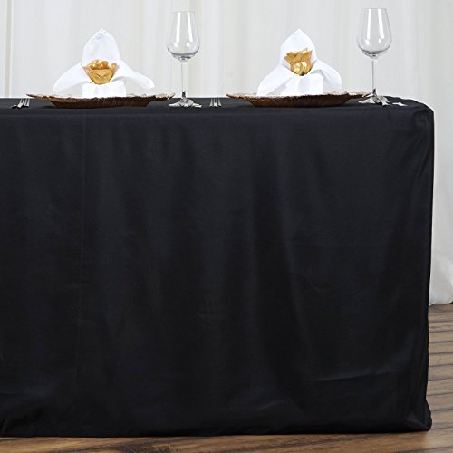 LTC LINENS LinenTablecloth 6 ft. Fitted Polyester Tablecloth (4, Black)