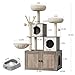 PtioHavn Cat Tree with Litter Box Enclosure,2-in-1 Modern Cat Tower and Condo,Wooden Cats Furniture with Multiple Platforms,with Scratching Posts,Grey