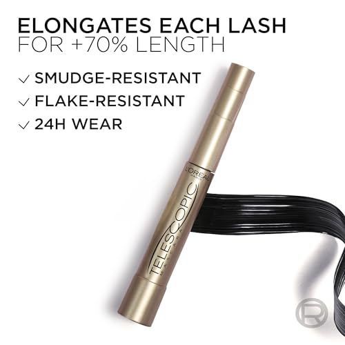 Image of L'Oreal Paris Makeup Original Telescopic Mascara, Separating Mascara Volume and Length Formula, Washable, Black Brown, 0.27 Fl Oz., 1 Count