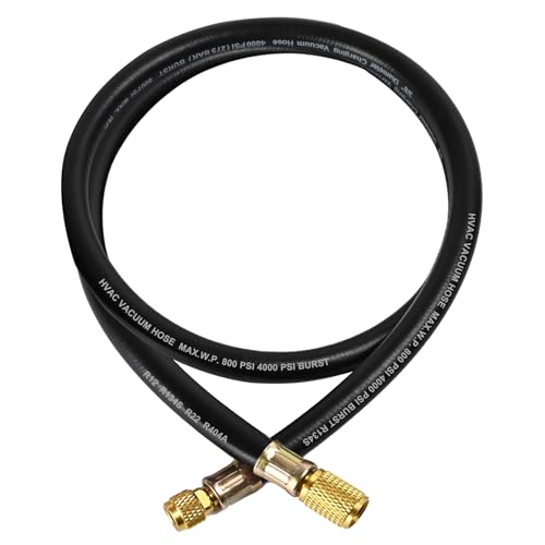 Upgraded HV1S 3/8 Heavy Duty Charging Vacuum Hose 3/8 to 1/4 Fittings 5 Ft 800 PSI Working Pressure 4000 PSI Burst Pressure Compatible with Most Refrigeration and Air Conditioning Equipment