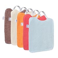 TENDS Pack de 5 Baberos Bebé impermeables con goma elástica - Baberos BLW con Rizo de Algodón Suaves y Absorbentes para Guardería - Fáciles de Poner y quitar con tejido Repelente al Líquido