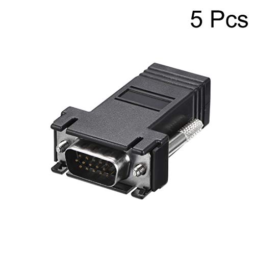Uxcell Rj45 To Vga Extender Adapter Rj45 Female Enternet To Db15 Male Port For Multimedia Video Black Pack Of 5 #TOP3
