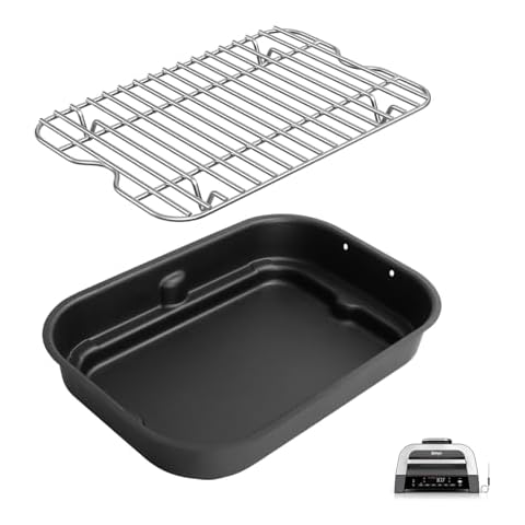 Outspark Grill Roast Rack and Cooking Pot for Ninja Foodi FG551/DG551 Smart XL Indoor Grill Accessories, Air Fryer Rack & Non-Stick Griddle Pan for Ninja Foodi DG651, Dishwasher Safe Cover