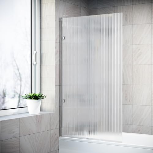 Image of Nes Home 800mm Fluted Bath Screen, Easy Clean Chrome Aluminum and Parts