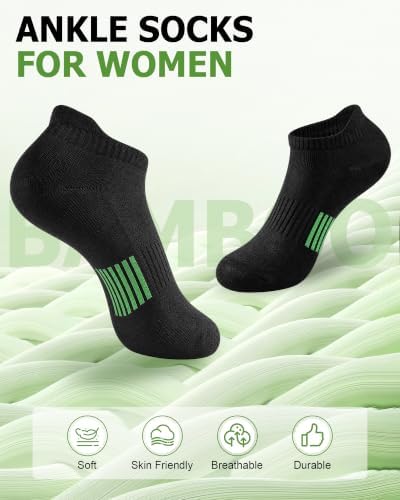 SEEKSOCK 8 Pairs Ankle Socks for Women, Bamboo Viscose Low Cut Socks, Black — view 2
