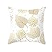 Produktbild GHGNFG Kissenbezüge Roségold Kissenhülle Packung Wurfkissenbezüge Schalen für Couch Sofa Home Decor Modern Shining & Dull Contrast Goldene Blätter Geometric 45cm x 45cm