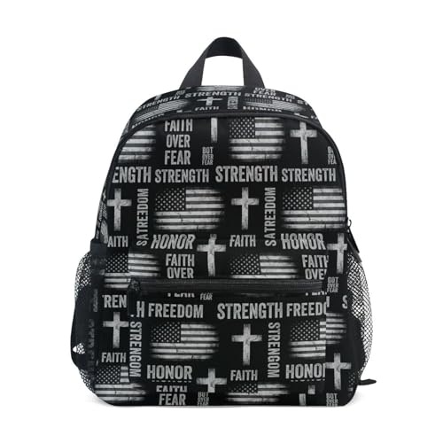 Wudan Grunge kors flaggor stora barn ryggsäckar med flaskfickor flickor student bokväskor, Grunge kors flaggor, Small