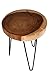 East at Main Round Stump End Table - 14” Dia x 19”h Solid 2 ¼ “ Teak Wood Slice w/Iron Metal Legs - Living Room, Bedroom, Farmhouse Decor - Rustic Live Edge Accent Table