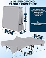 Tischtennisplatte Abdeckung, 600D Wasserdichte Abdeckung für Tischtennisplatte, Outdoor Pingpong Schutzhülle Tischtennis Abdeckhaube Reißfest Wasserdicht Winddicht UV-Beständiges -- 173x77x158cm – Ansicht 2