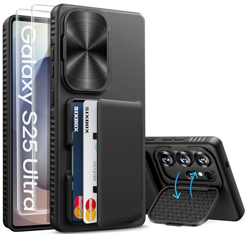 Image of for Samsung Galaxy S25 Ultra Case Wallet with Stand, Built-in [2 Pack] Screen Protector & Card Holder & Camera Cover, Military Grade Drop Protection Phone Case for S25 Ultra 6.9 inch 2025, Black